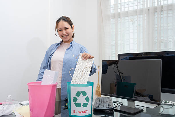Plastic recycling bin on a white background