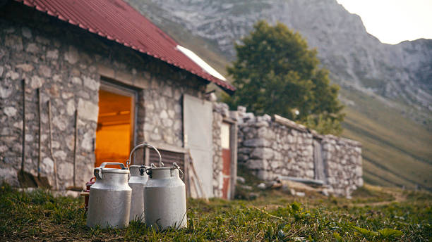 Genuine milk containers produced by peasants in the mountains