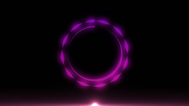 Waveform Audio Round. Abstract Sound Waves Background. Audio Wave Digital Frequency. Colorful on Black. 4K Video Animation
