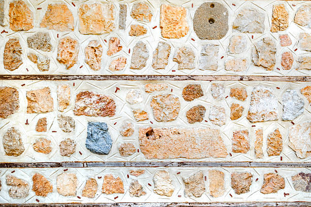 background of a wall lined with different stones