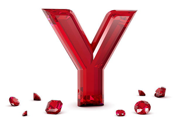 istock 3D Letter Y made of Ruby Gemstones on white background 2212243376