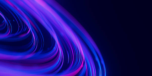 istock Closeup of circular data light speed flow. Abstract round digital data stream of quantum computing. Cyberspace of qubit trail waves with DOF. Modern tech information transmission. 2212244280