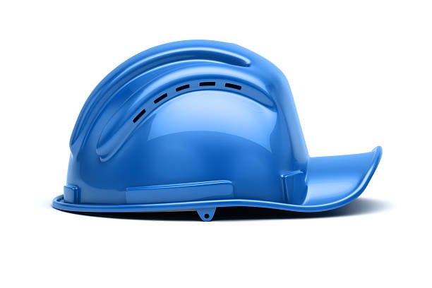 Safety signs and posters of personal protective equipment at work. Headphones, helmet, workwear, safety shoes in a row