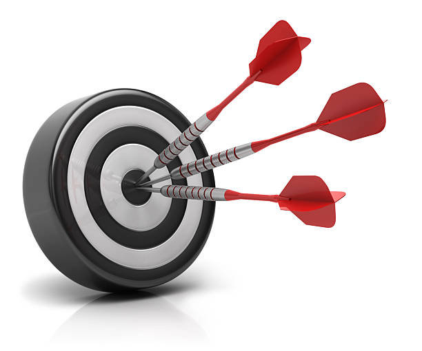istock Success concept, three red darts hitting bullseye on dartboard, achieving target goal 2212262869