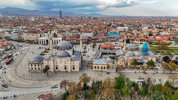 istock Konya Mevlana city view with drone 2212263086