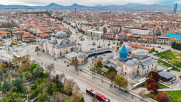 istock Konya Mevlana city view with drone 2212263216