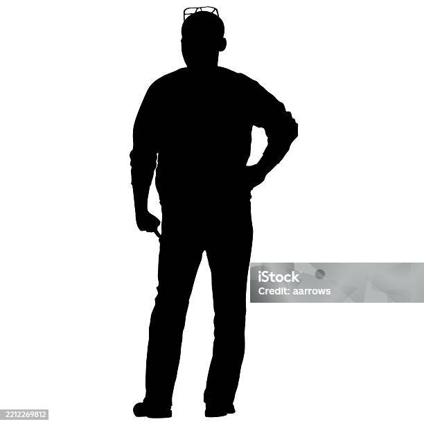Forwardview Impage Man Walking Forward Isolated Silhouette Front View Stock Illustration ...