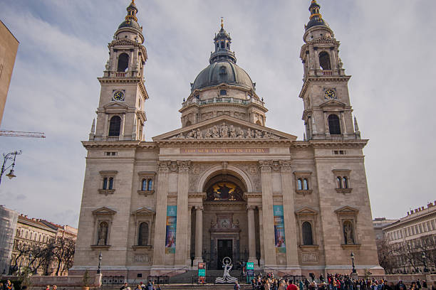 Budapest, Hungary - Mar 3, 2020: A view of St Stephen's Basilica in Budapest.