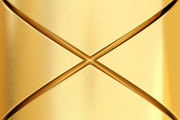 Abstract gold surface with intersecting embossed lines forming cross. Luxurious and minimal, ideal for high end product design, fashion elements, elegant backdrops