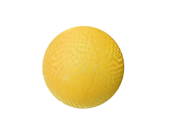 istock Yellow classic dodgeball, rubber ball, isolated on white background. 2212312343