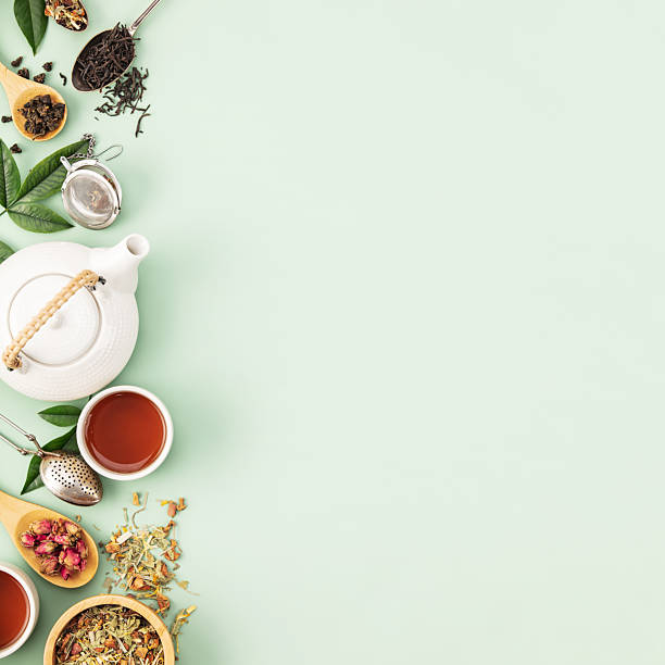 Herbal Tea Assortment on Pastel Green