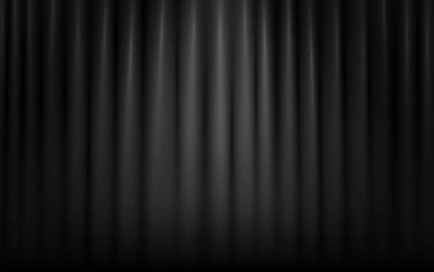 istock Curtain black background with elegant folds and soft shadows. Luxury design for stage, theater, fashion or award design. Wavy silk template. Vector illustration 2212313191