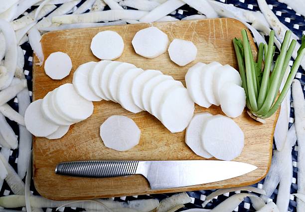 istock Cutting and slicing Radish - food preparation. 2212317254