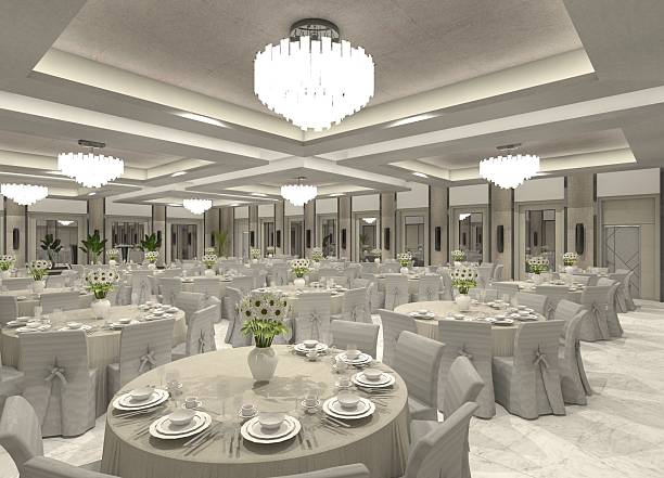 istock Stunning 3D visualization of a luxury hotel ballroom interior. 2212324641