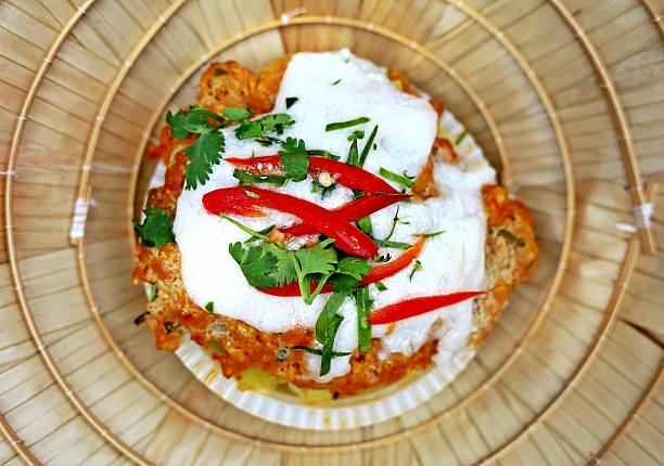 Steamed Fish with Curry Paste - Bangkok Street Food.