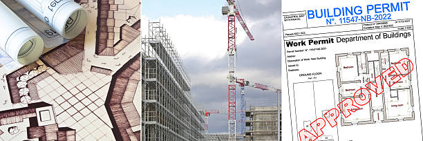 Closeup construction of skyscrapers in the city, white background with copy space, full frame horizontal composition