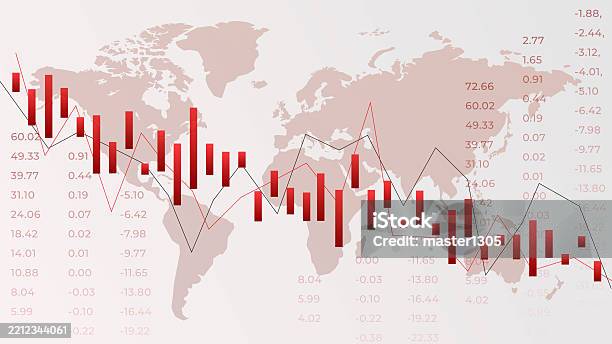 Market Contraction Vector Economic Crisis Illustration Transparent World Map With Candlestick ...