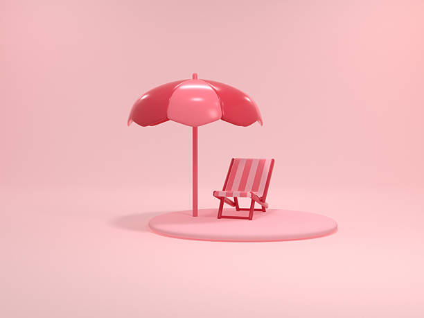 istock umbrella chair pink color beach summer concept 3d rendering 2212345649