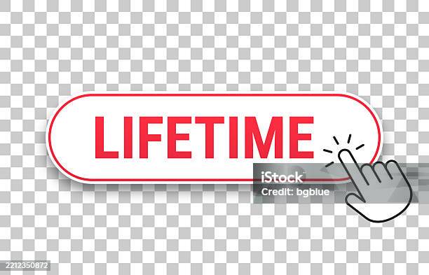 Lifetime 3d Click Web Button With Hand Cursor On Blank Background Stock Illustration - Download Image Now