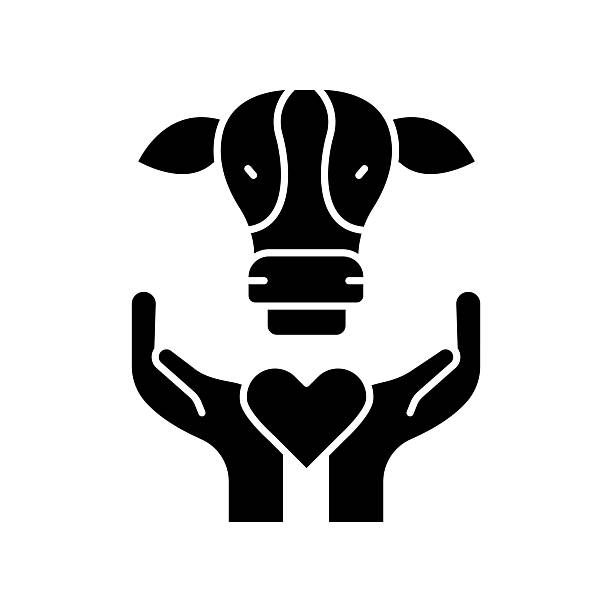 Ethical consumption black flat icon.Vector isolated element Ethical consumption black flat icon. Vector isolated element. animal welfare stock illustrations
