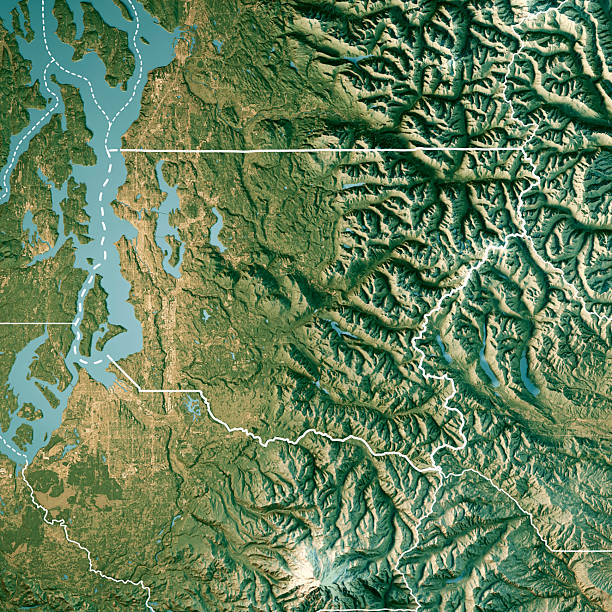 istock King County WA Satellite Topographic Map 3D Render True Color Border 2212355036
