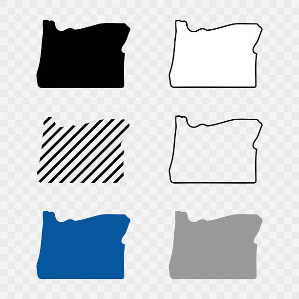 Oregon Map Oregon Map Black, State Border, United States, US America, Transparent Isolated, Variations. High detailed vector map - Oregon. Vector icon oregon state university stock illustrations