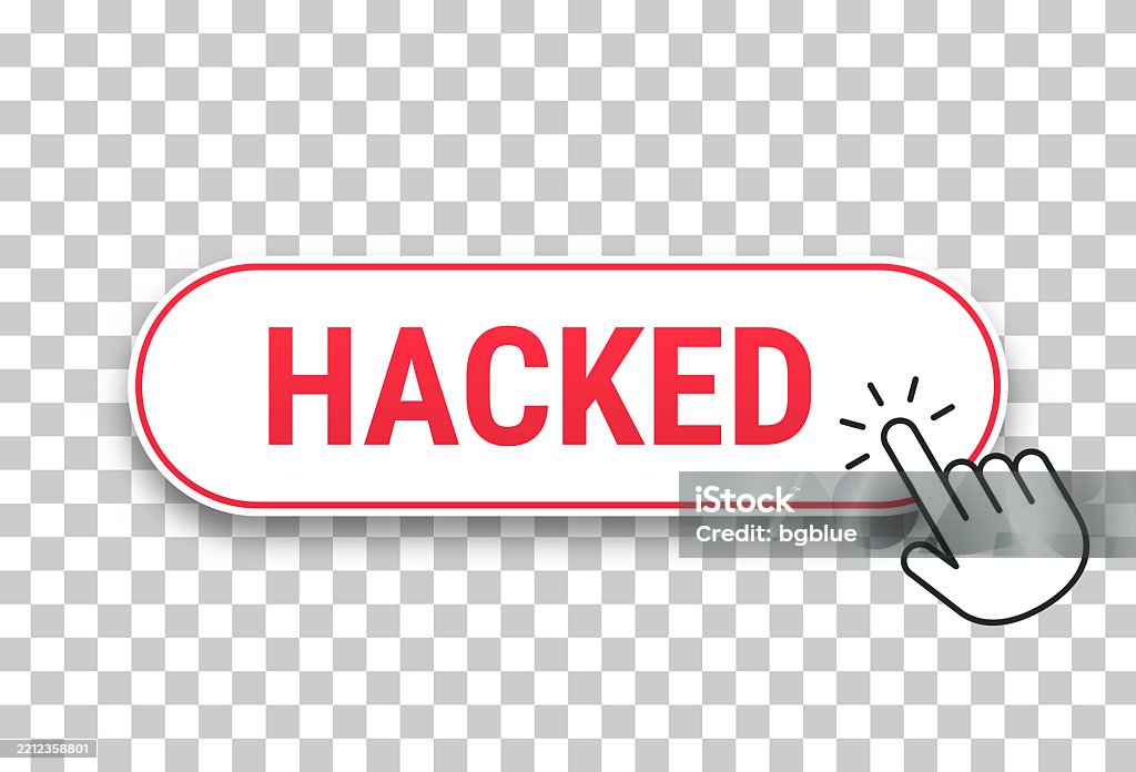 Hacked 3d Click Web Button With Hand Cursor On Blank Background Stock ...