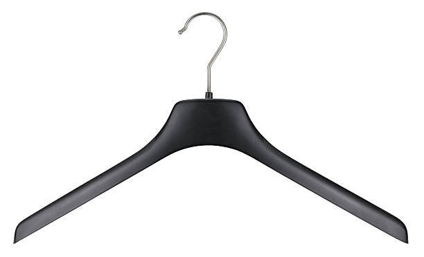 istock Black plastic hanger for clothes isolated on a white background. Completely in focus. Full depth of field. 2212360722