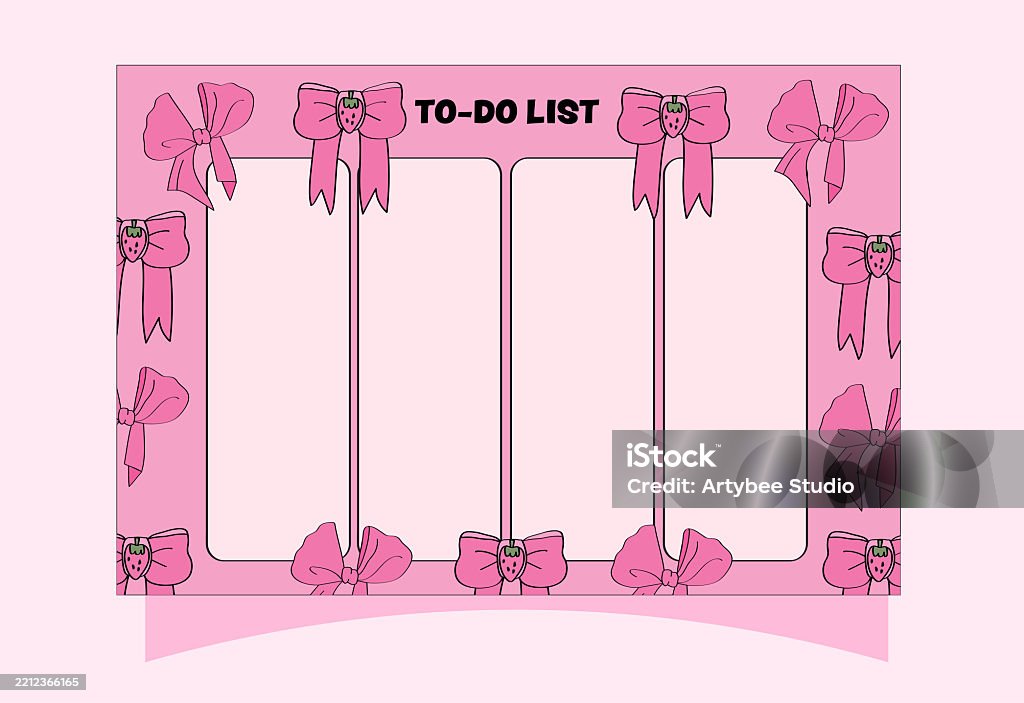 Pink Ribbon Bowthemed Notepad Template Stock Illustration - Download ...