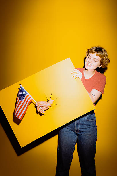 istock Bright yellow backdrop enhances playful expression of patriotism 2212374720