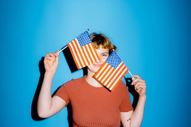 istock Celebrating freedom with vibrant American flags and joyful spirit 2212374831