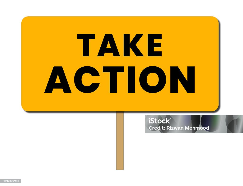 Take Action Pin Take Action Sign Placard Label Vector Illustration Stock Illustration ...