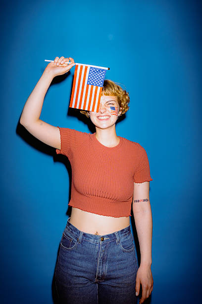 istock Celebrating freedom with joy and pride on a vibrant blue background 2212375009