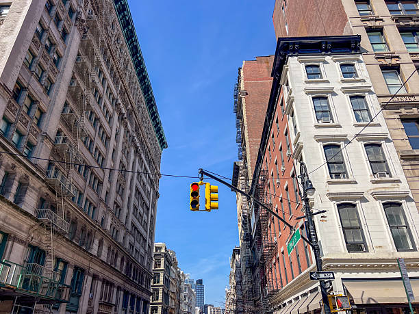 istock Urban Street View with Historic Buildings and Traffic Light 2212376873