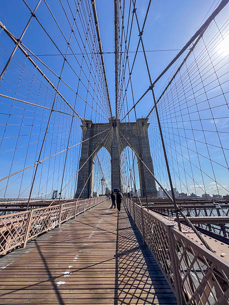 istock Scenic View of Brooklyn Bridge with People Walking 2212376939