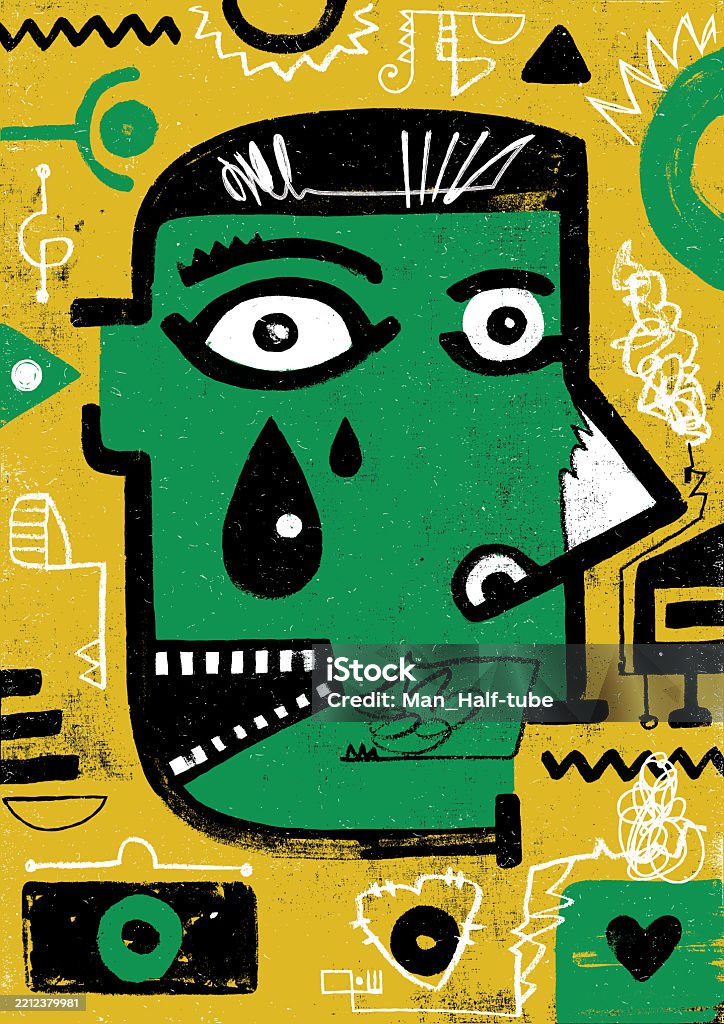 Sad crying face, abstract portrait Crying eyes, abstract art Bullying stock vector Sad crying face, abstract portrait Crying eyes, abstract art Bullying stock vector