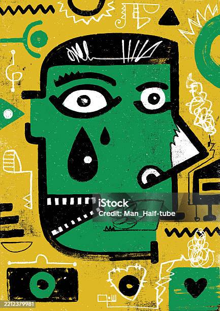 Sad Abstract Patterns Sad Crying Face Abstract Portrait Stock Illustration - Download Image ...