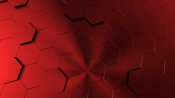 3d illustration of red hexagonal design  abstract background