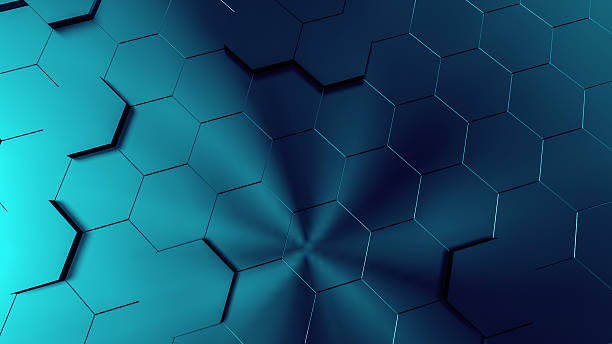 istock 3d illustration of blue hexagonal design  abstract background 2212380592