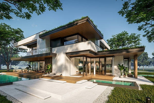 istock 3d rendering of two-story house with concrete facade 2212384719