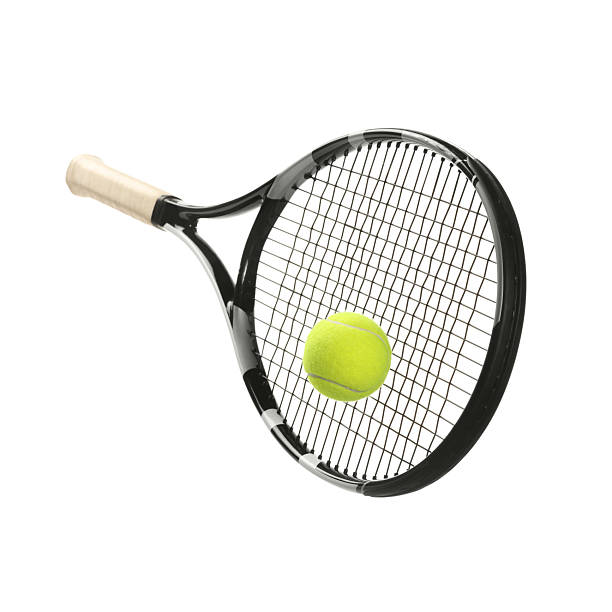 istock Tennis racket with ball isolated on white 2212384953