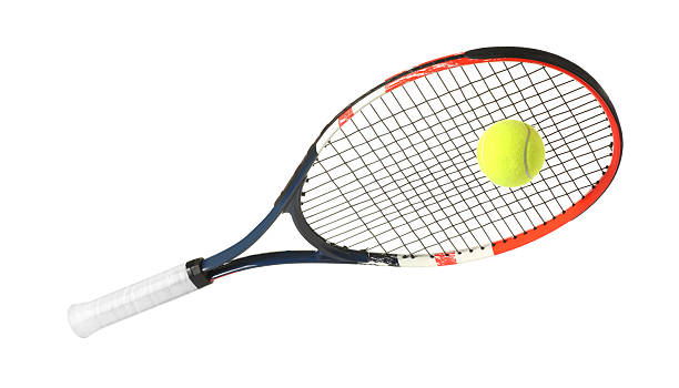 istock Tennis racket with ball isolated on white 2212384966