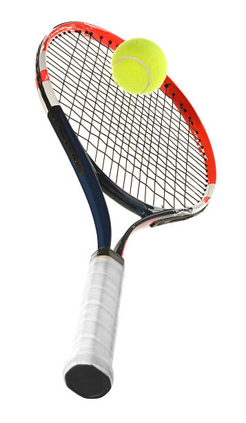 istock Tennis racket with ball isolated on white 2212384971