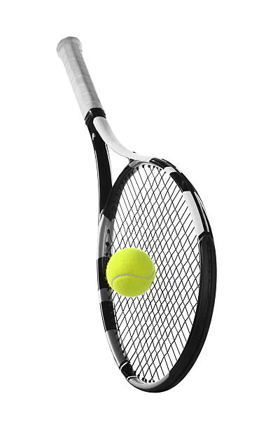 istock Tennis racket with ball isolated on white 2212384990