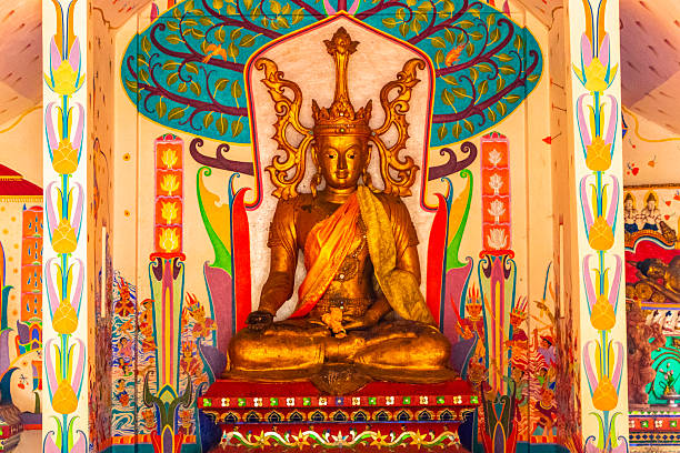 Chiang Mai Amphoe Mueang Chiang Mai Thailand 31. October 2018 Buddha statue figure sculpture in Wat Pha Lat temple in tropical nature jungle in Chiang Mai Thailand.