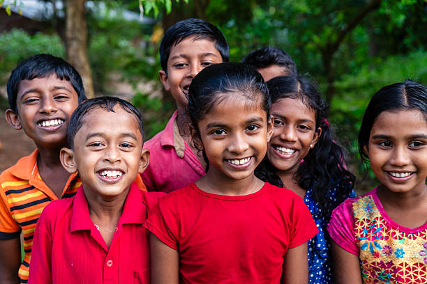 Group of happy children, Sigiriya, Ceylon (Sri Lanka)