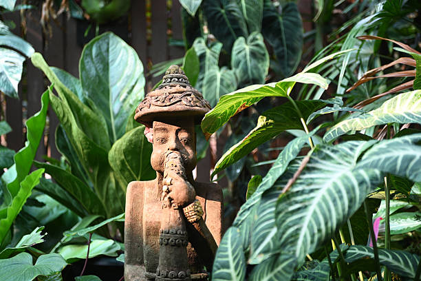 Balinese statue in the garden