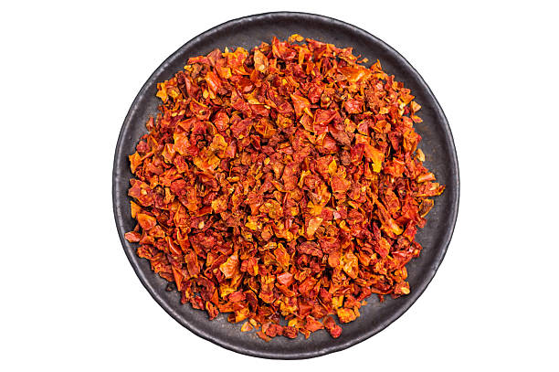 istock Sun Dried Tomato Flakes Isolated on White background. top view 2212419953