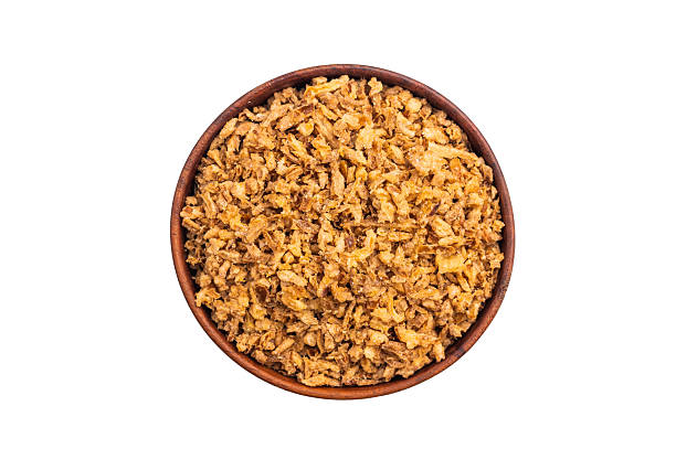 istock Crispy Fried Onion, Roasted dried Onions isolated on white background. top view 2212419960