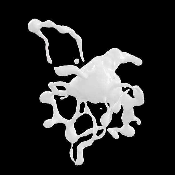 istock white creamy substance appears to splatter dynamically against a black background, creating an interesting contrast and highlighting its flowing texture and forms. 3d render 2212427566